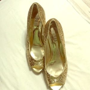 Guess gold glitter heels